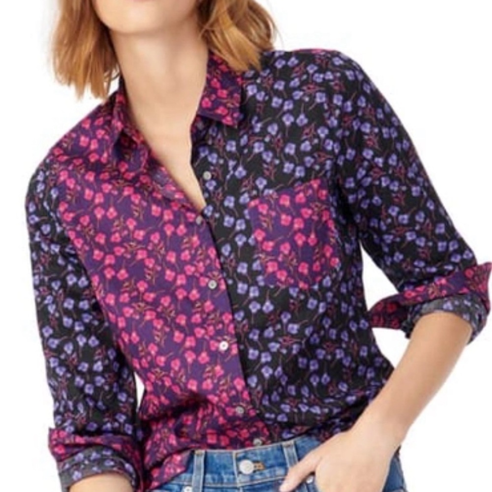 J. Crew Slim Perfect Shirt In Liberty Mixed Prints Size 0